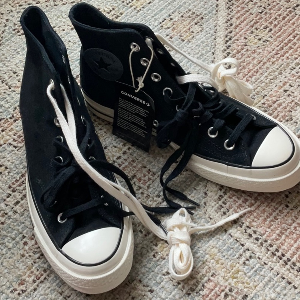 NWT - Converse Chuck 70 Hi Black/Egret Suede Sneakers – Women’s 9/ Men's 7